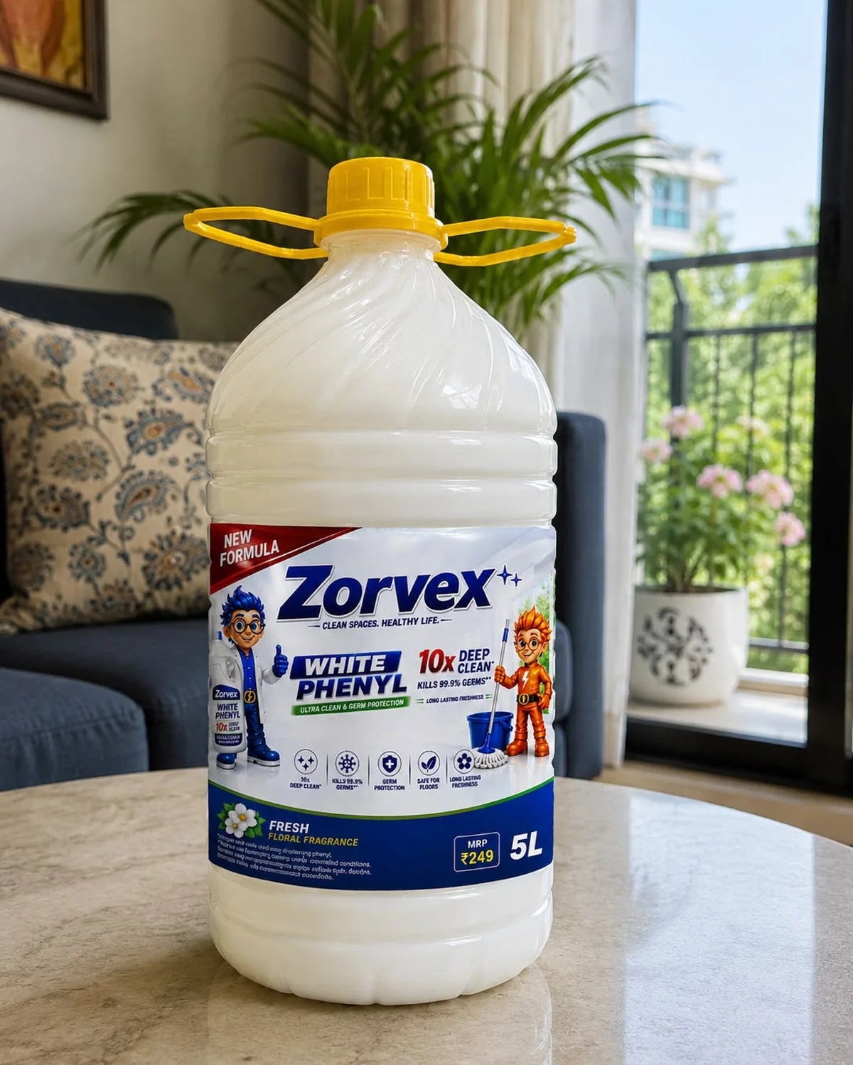 Zorvex White Phenyl 5 litre — Fresh Floral fragrance